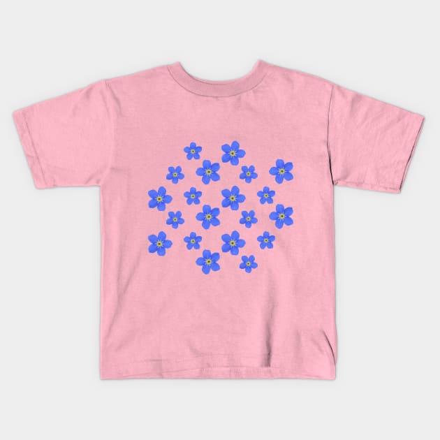 Pattern of forget me not flowers Kids T-Shirt by Bwiselizzy